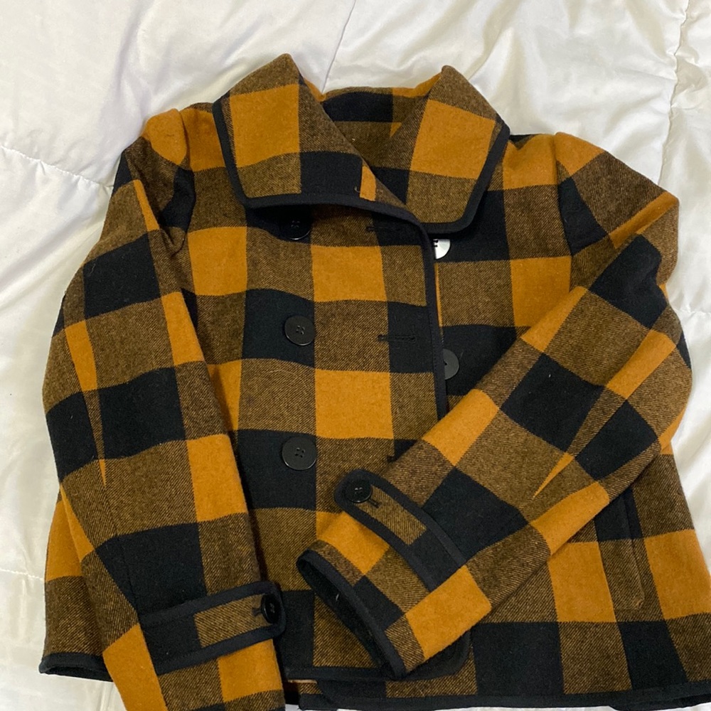 Cropped tweed checkered coat✨